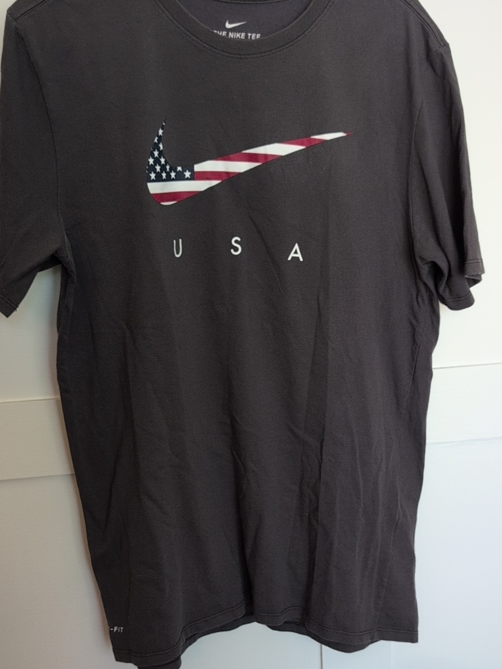 Nike Black Short-Sleeve Tee with USA Flag Swoosh
